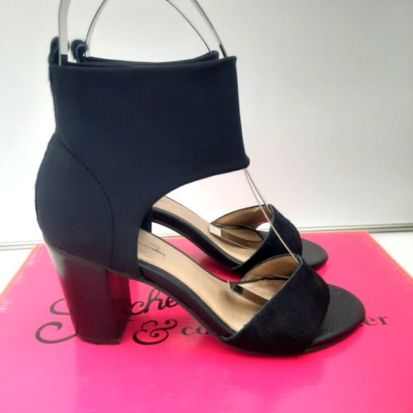 NWB Seychelles Prominent 10 Black Calf Hair Open Toe Heels - Picture 1 of 9